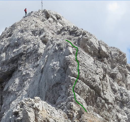 Schlüsselstelle knapp vor der Hinteren Bachofenspitze