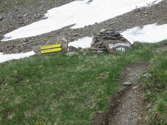 Steig zur Hammerscharte etwas vor dem Padasterjochhaus