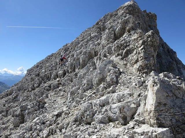 Rckblick auf Abkletterflanke