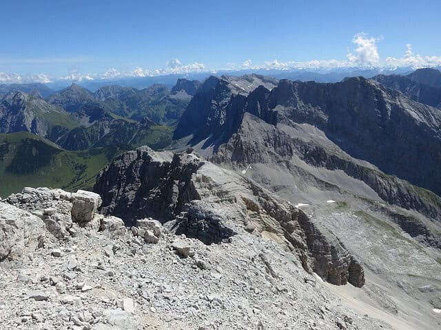 Blick auf die östlichen Gipfel der Karwendelhauptkette