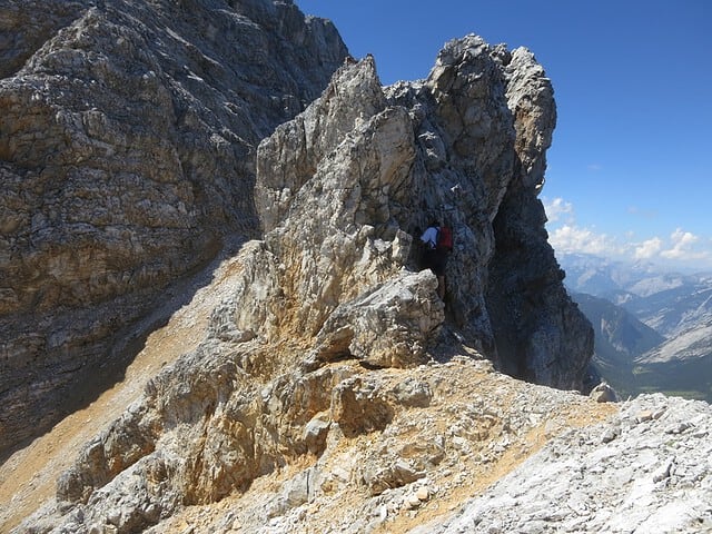 letzter Aufschwung am Grat in den Fallbachkartürmen  vor Pkt. 2.625m