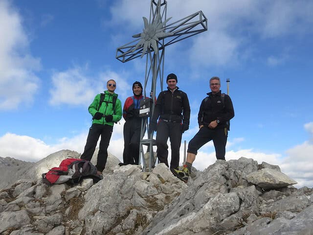 Julian, Andi, Manuel und der Verfasser auf der Kleinen Stempeljochspitze