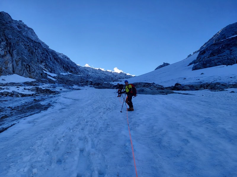 steiler Direktaufstieg auf dem Floitenkees zum Großen Löffler