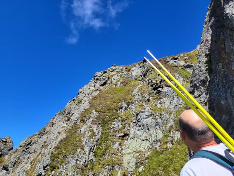 letzter Aufstieg auf die Grathöhe; etwa in Richtung von Andis Stöcke