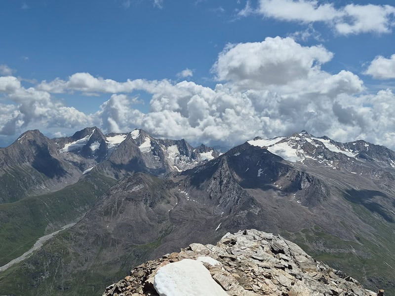nördlicher Ausläufer des Gurglerkamms mit Granatenkogel, Hochfirst, Liebener Spitze, Heuflerkogel, Trinkerkogel, Vorderer, Mittlerer und Hinterer Seelenkogel