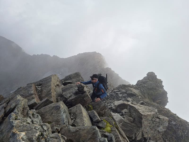 kurze Kletterstellen im oberen Teil im Aufstieg zum Hinteren Spiegelkogel